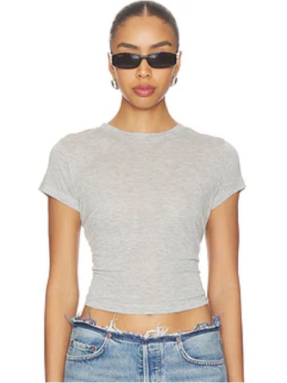 💥 Sincerely Jules Heather Gray Short Sleeve Crewneck Crop Top